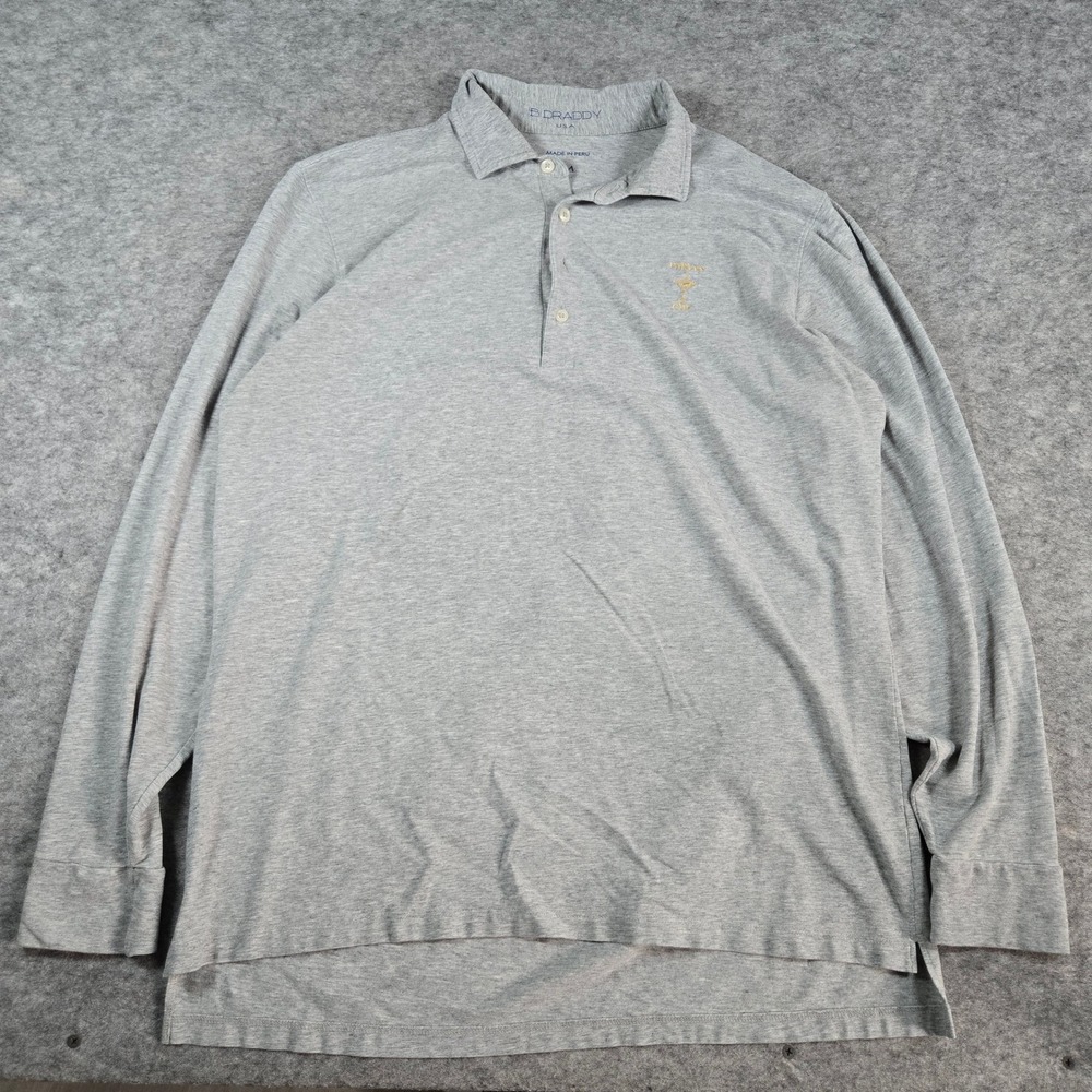 B. Draddy Mens Grey Farley Cup Long Sleeve Golf Polo Shirt Size M